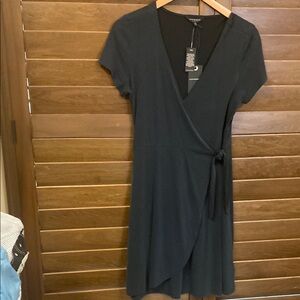 Lucky Brand Blue Wrap Dress V-Neck Short Sleeve